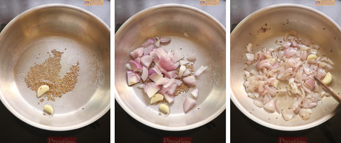 fry the onions - peas potato masala