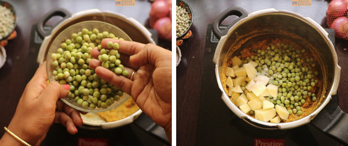 soaked peas, potato and salt- peas potato masala