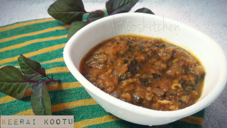 Mulai Keerai Poondu Kootu ~ Amaranthus and Garlic lentils curry