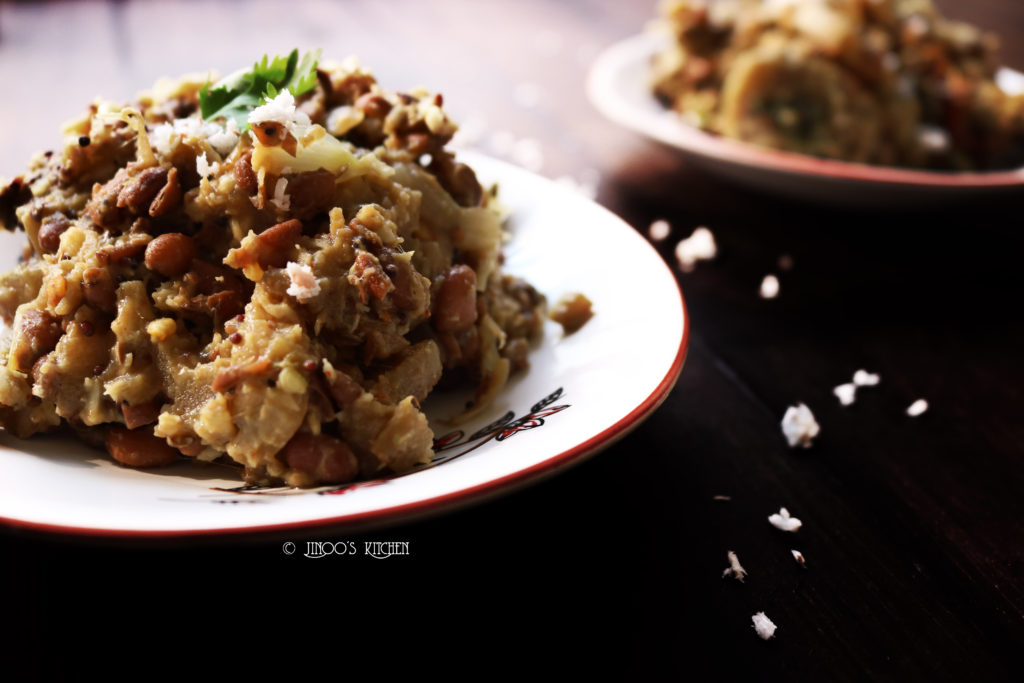 Banana stem and Cow peas Curry