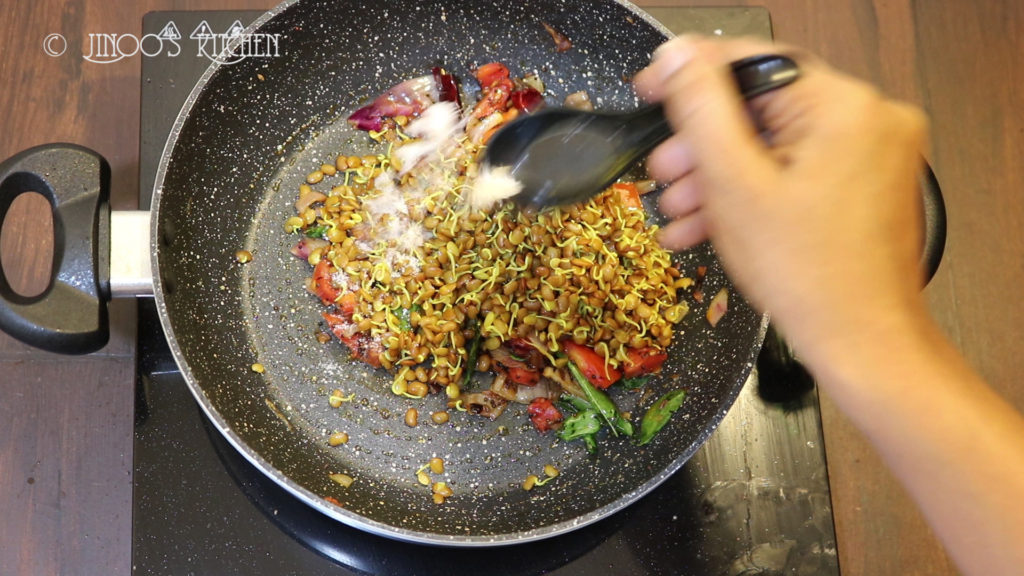 Sprouted horse gram stir fry 