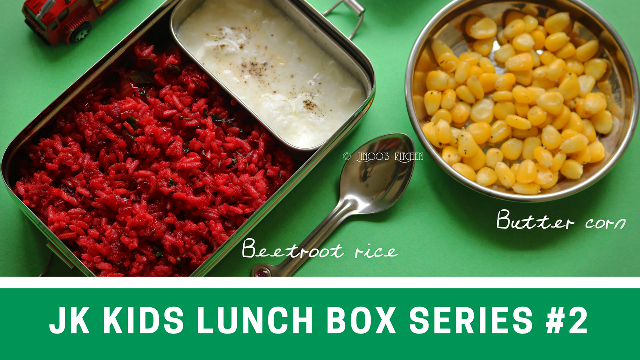 Kids lunch box recipes # 2 Butter corn and Beetroot ghee rice