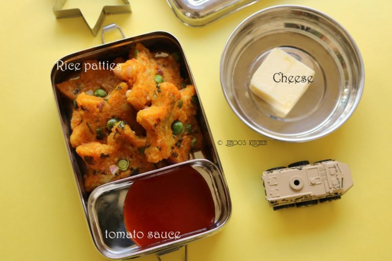 Kids lunch box recipes # 3 Cheese and vegetable Rice cutlet