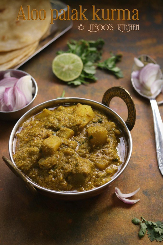 Aloo palak kurma recipe