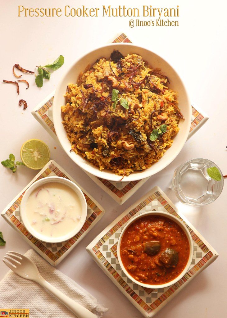 Easy mutton biryani recipe in pressure cooker with step by step photos