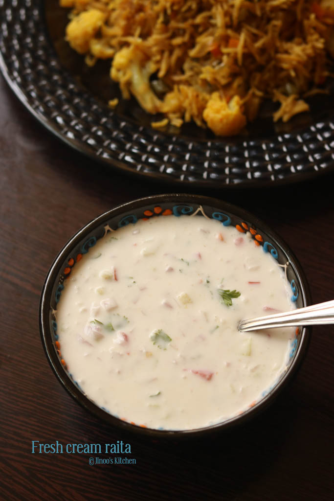 Fresh cream Raita recipe | Cream Raita recipe for biryani