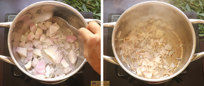 fry the onions ponnanganni keerai sambar
