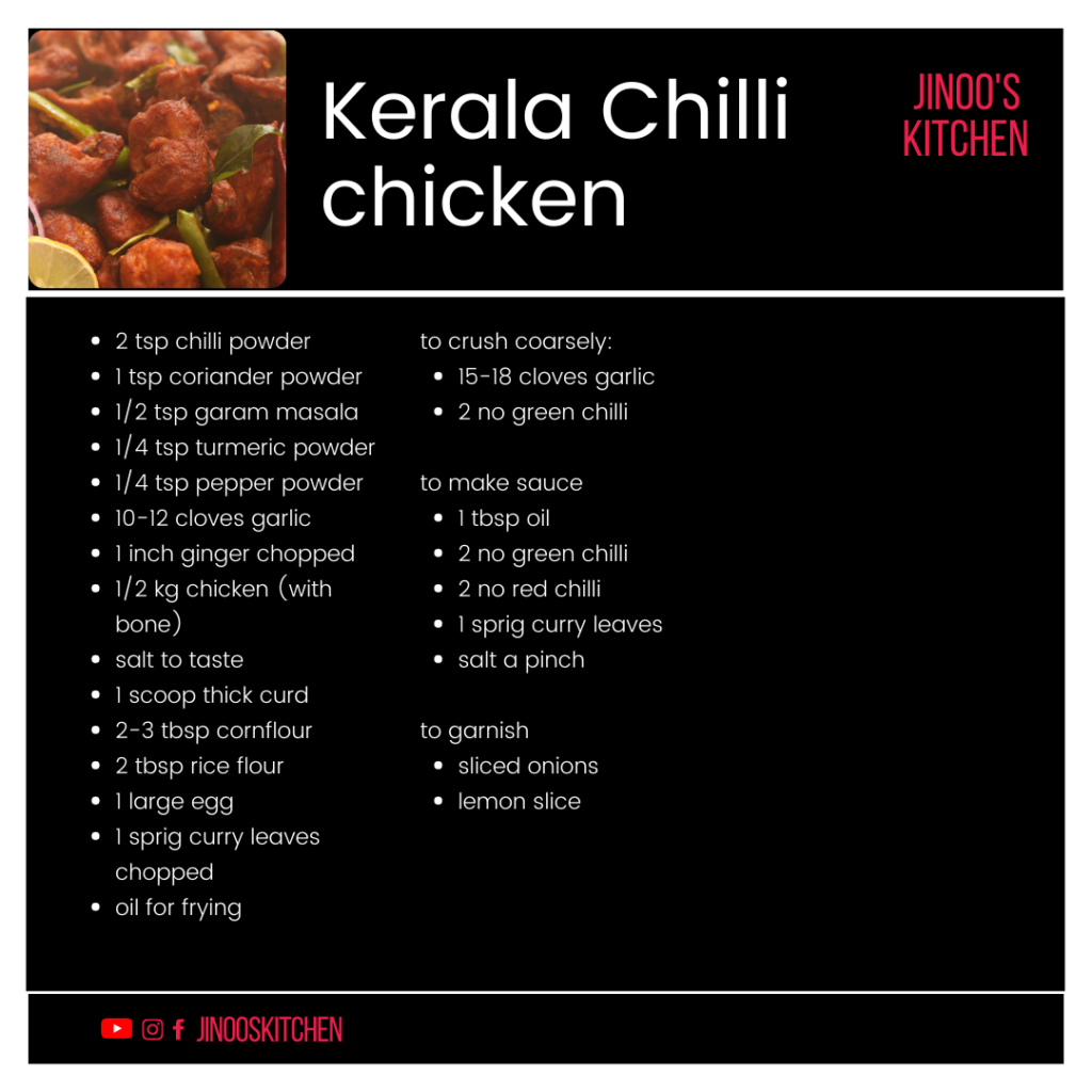 kerala chilli chicken recipe card