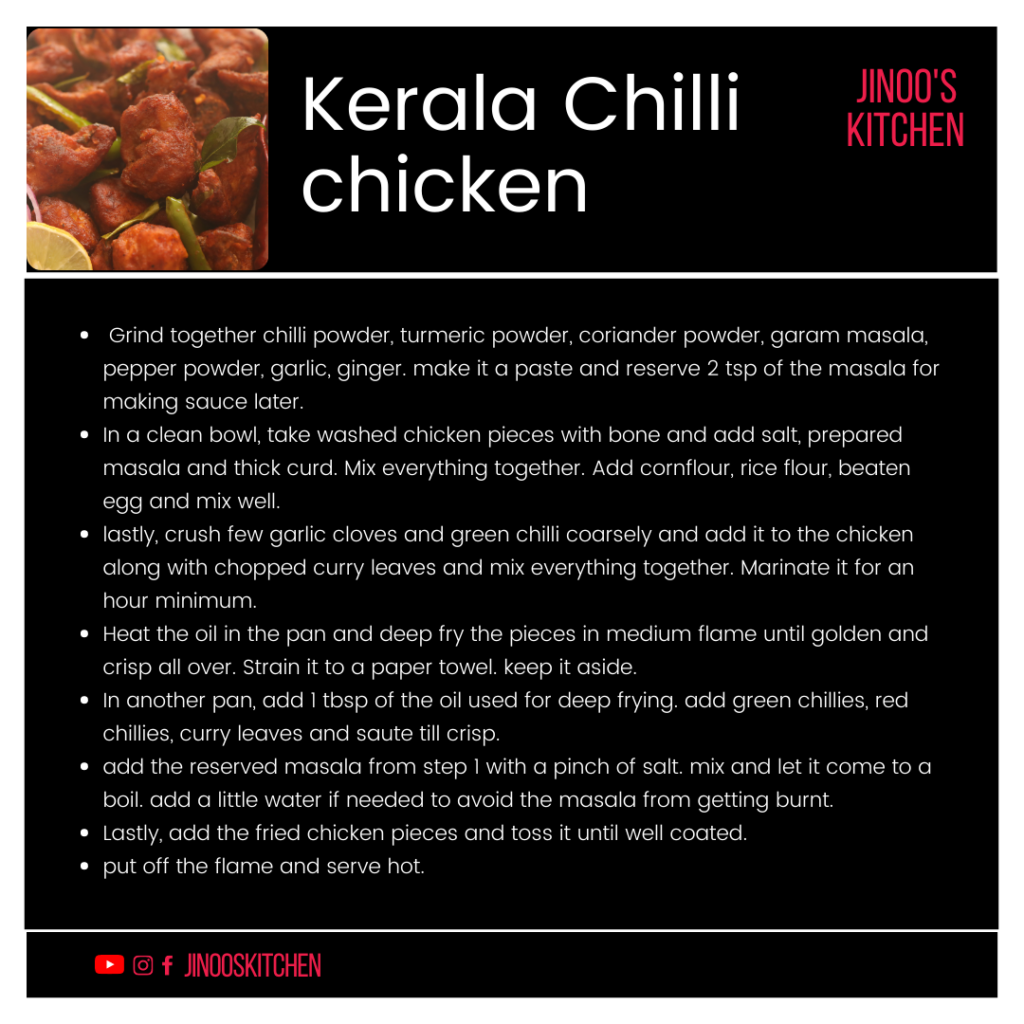 kerala chilli chicken recipe card