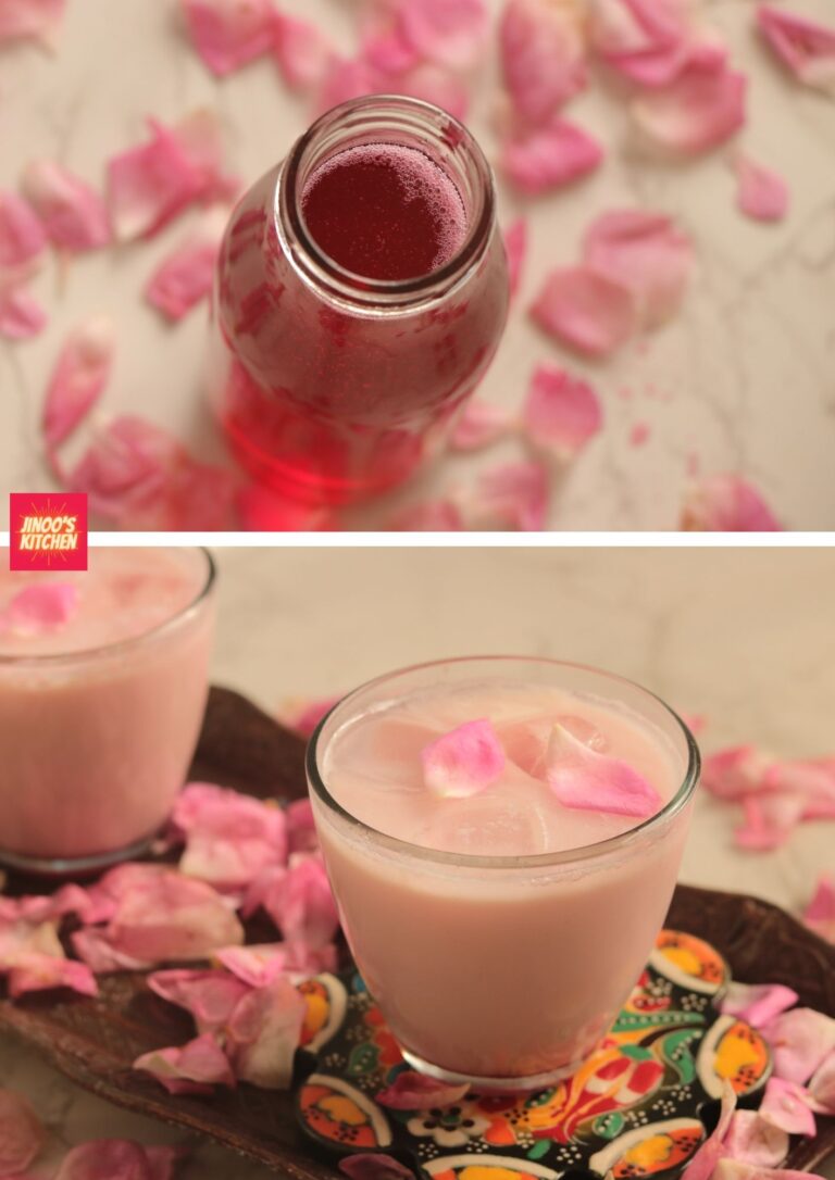 Rose milk syrup recipe | Pure homemade rose syrup recipe from rose petals