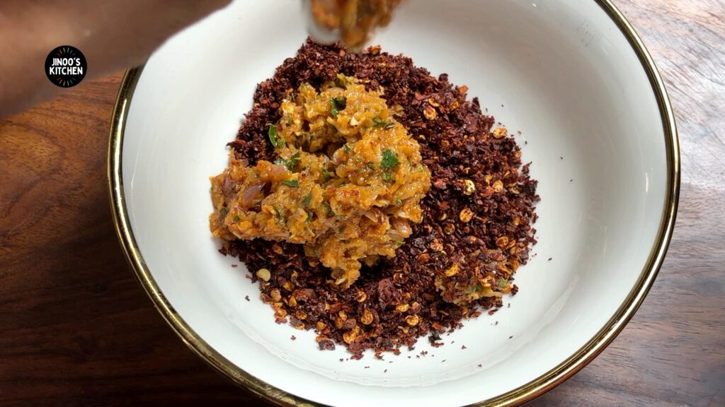 crush it coarsely and add it to the same bowl